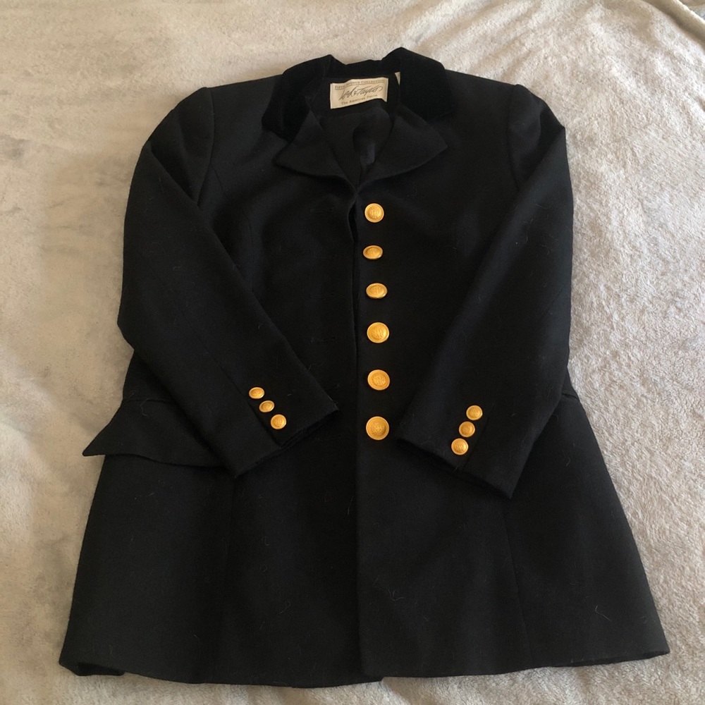 🦋 Lord & Taylor Black Wool Blazer w Gold Buttons